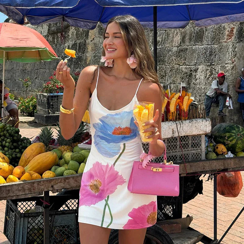 Heni | Bloemenprint mini-jurk voor dames – Elegante, luchtige korte zomerjurk