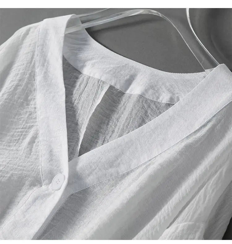 Alyn | Linnen blouse voor dames – lichtgewicht blouse met ballonmouwen