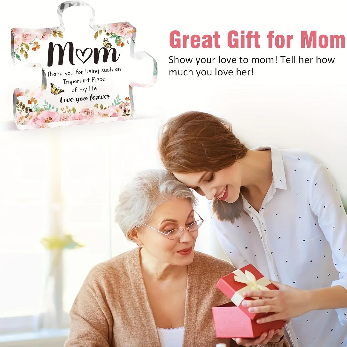 MomPiece | Acryl Puzzelstuk - Hartelijk Moederdagcadeau met Persoonlijke Boodschap