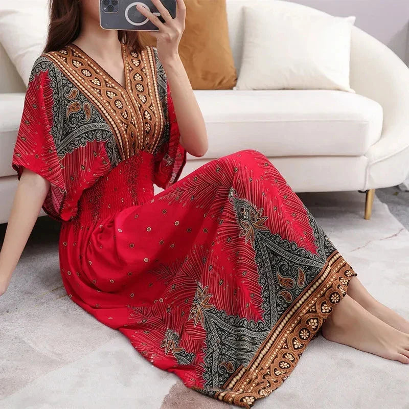 Morya | Boho-lange jurk voor dames – Casual maxi-zomerjurk met print