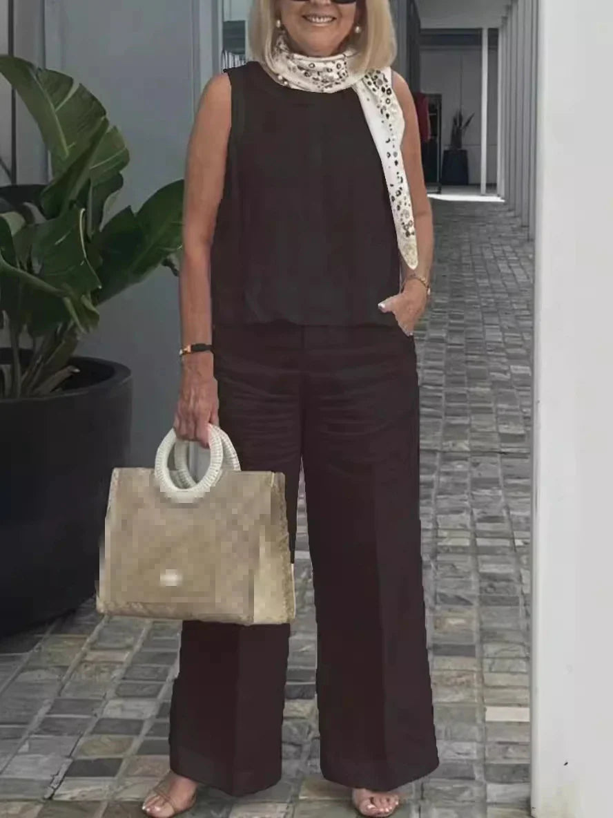 Jylia | Zomerse linnen set voor dames – Casual tweedelige outfit van katoenmix