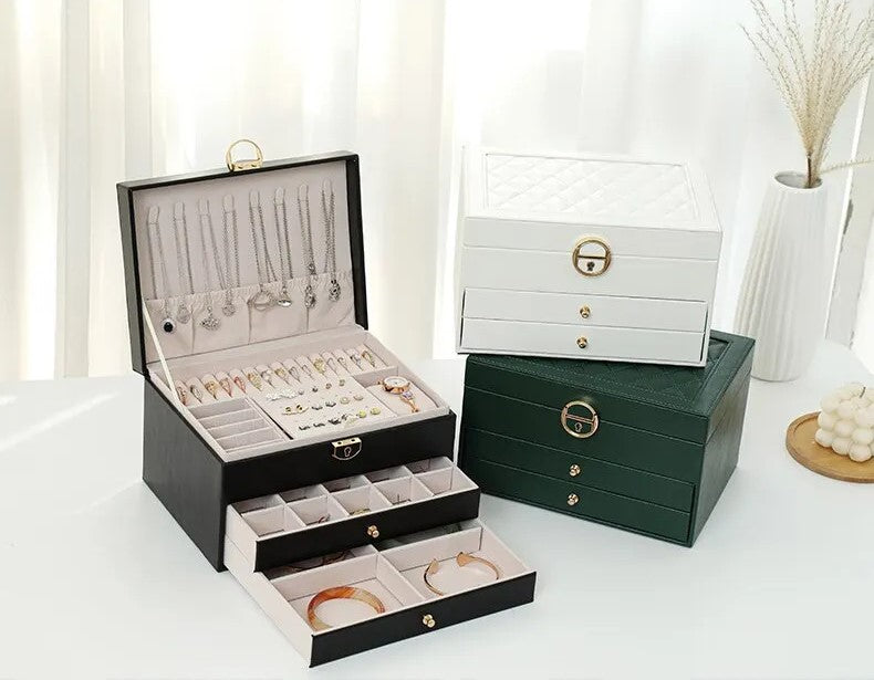 EleganceBox | Sieradendoos van leer met meerdere lagen - Elegante opslag & organisator voor ringen, kettingen, oorbellen