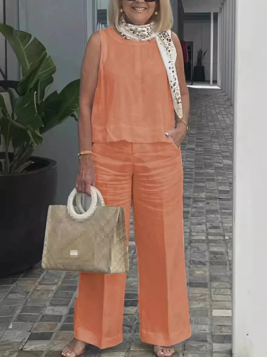 Jylia | Zomerse linnen set voor dames – Casual tweedelige outfit van katoenmix