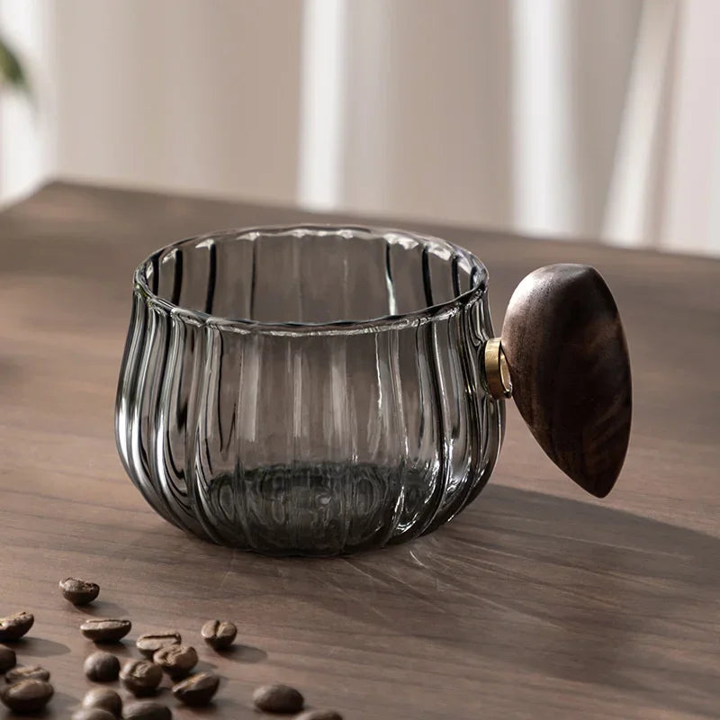 CedarCup | 250ml Glazen Mok met Houten Handvat, Elegante Rustieke Thee- & Koffiemok