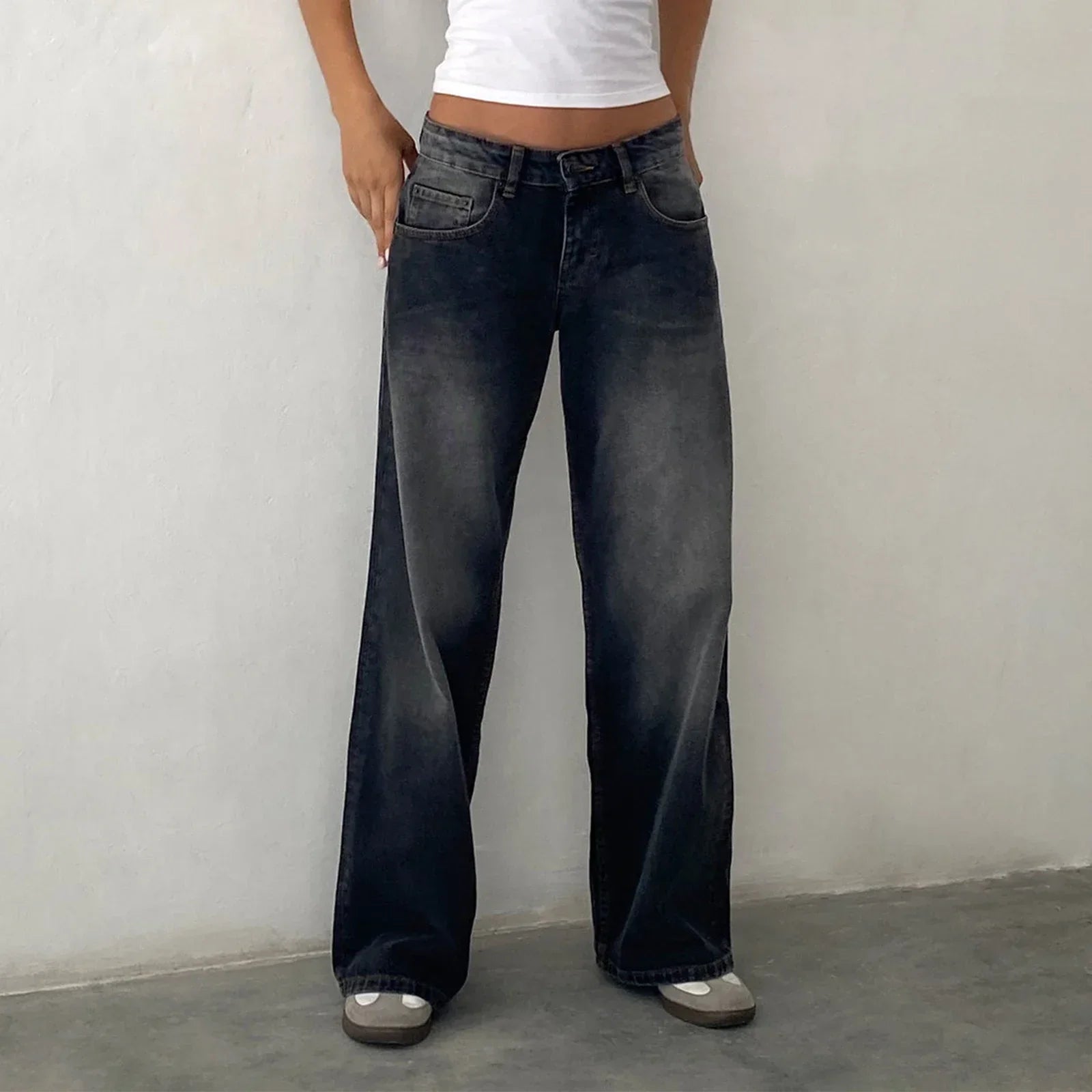 Solira | Dames Y2K Loszittende Denim Broek – Baggy, Lage Taille, Wijde Pijpen Streetwear Jeans