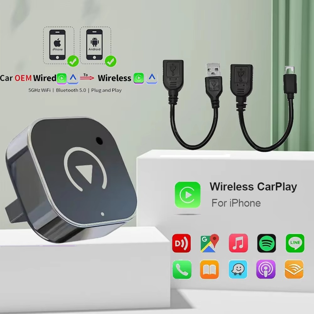 PlayGo | Mini draadloze CarPlay-adapter - Plug & Play, iPhone-compatibel, Bluetooth & USB