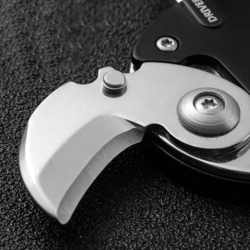 MicroGear | Mini wandel survival sleutelhanger gereedschap - inklapbaar zeskant muntmes, schroevendraaier, Outdoor EDC zakmes