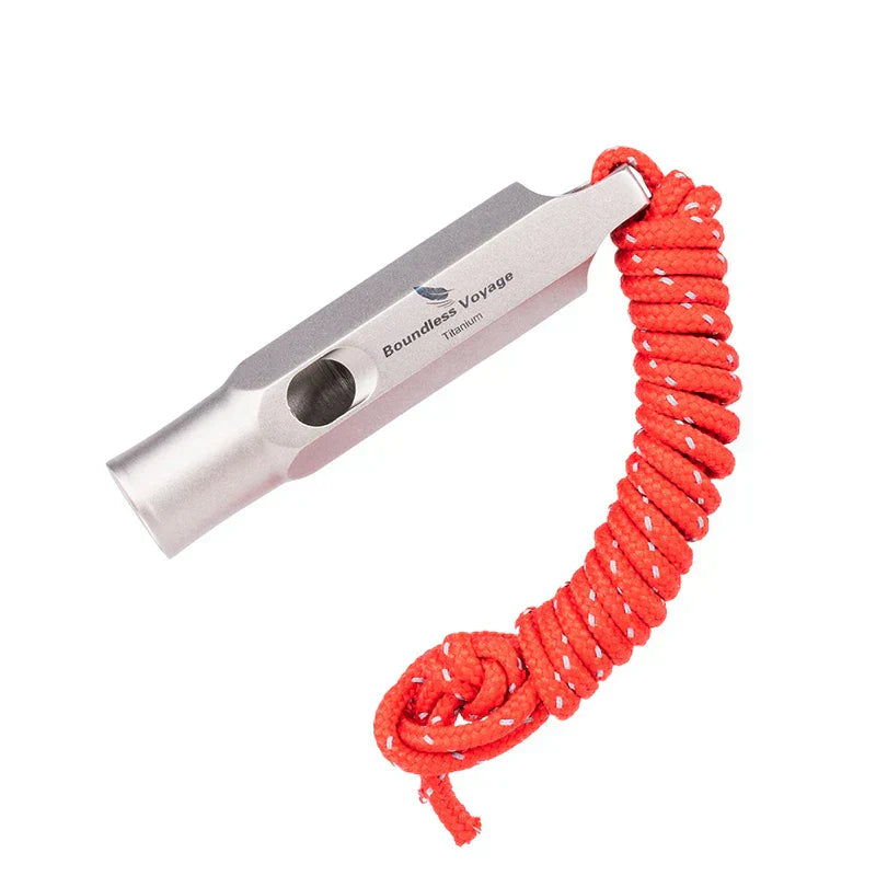 EchoTitan | Titanium noodfluitje – Overleven, outdoor, veiligheid, wandelen, kamperen, hoogfrequent alarm