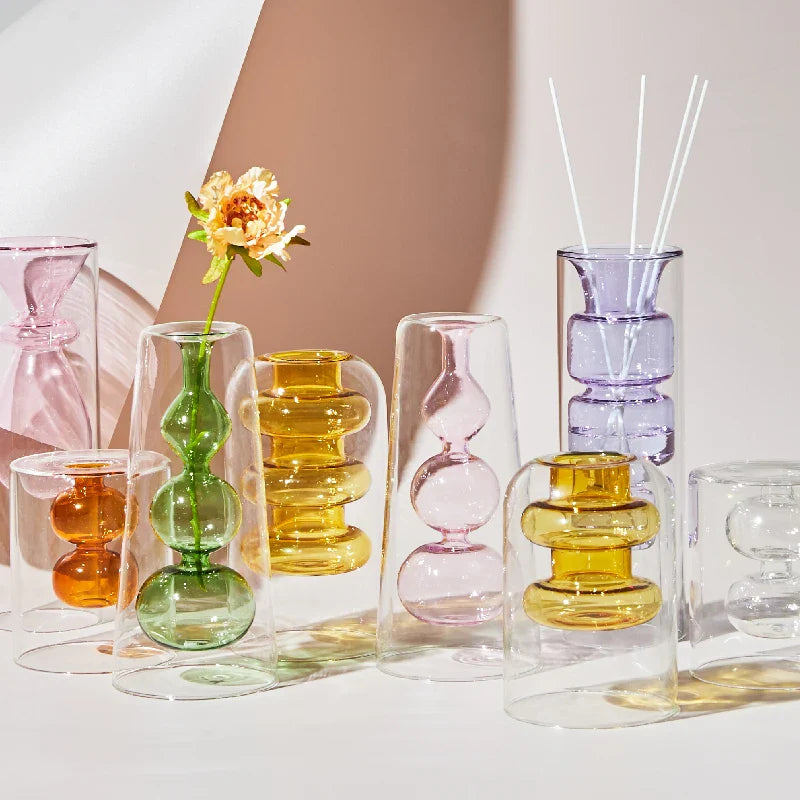 GlassBloom | Scandinavische Artistieke Kleurrijke Glazen Vaas