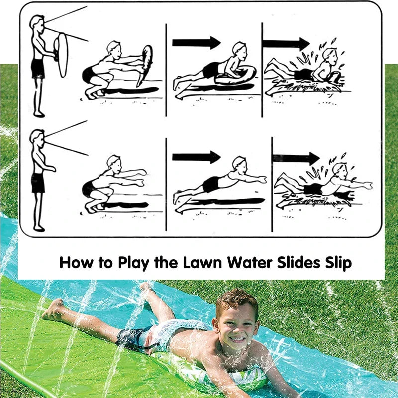 HydroHop | Opblaasbare waterglijbaan voor kinderen - glijbaan met sproeier, buitenspeelgoed voor in de achtertuin