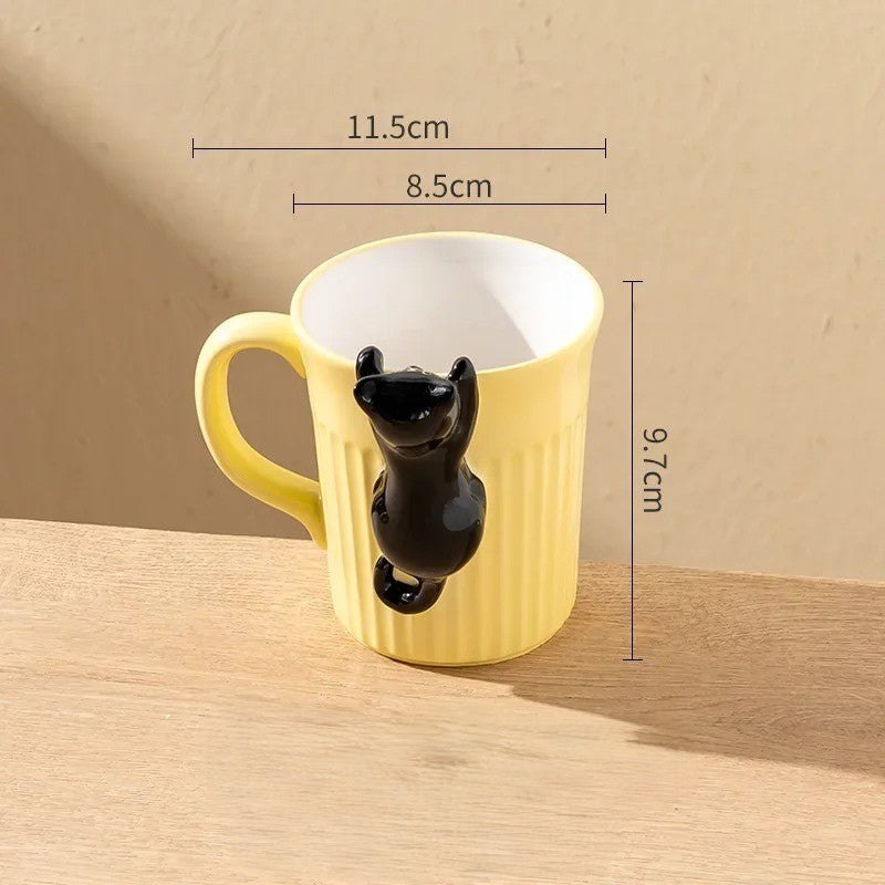 KittyCup | Hangende keramische kattenmok – Schattige dieren koffiebeker met 3D-ontwerp
