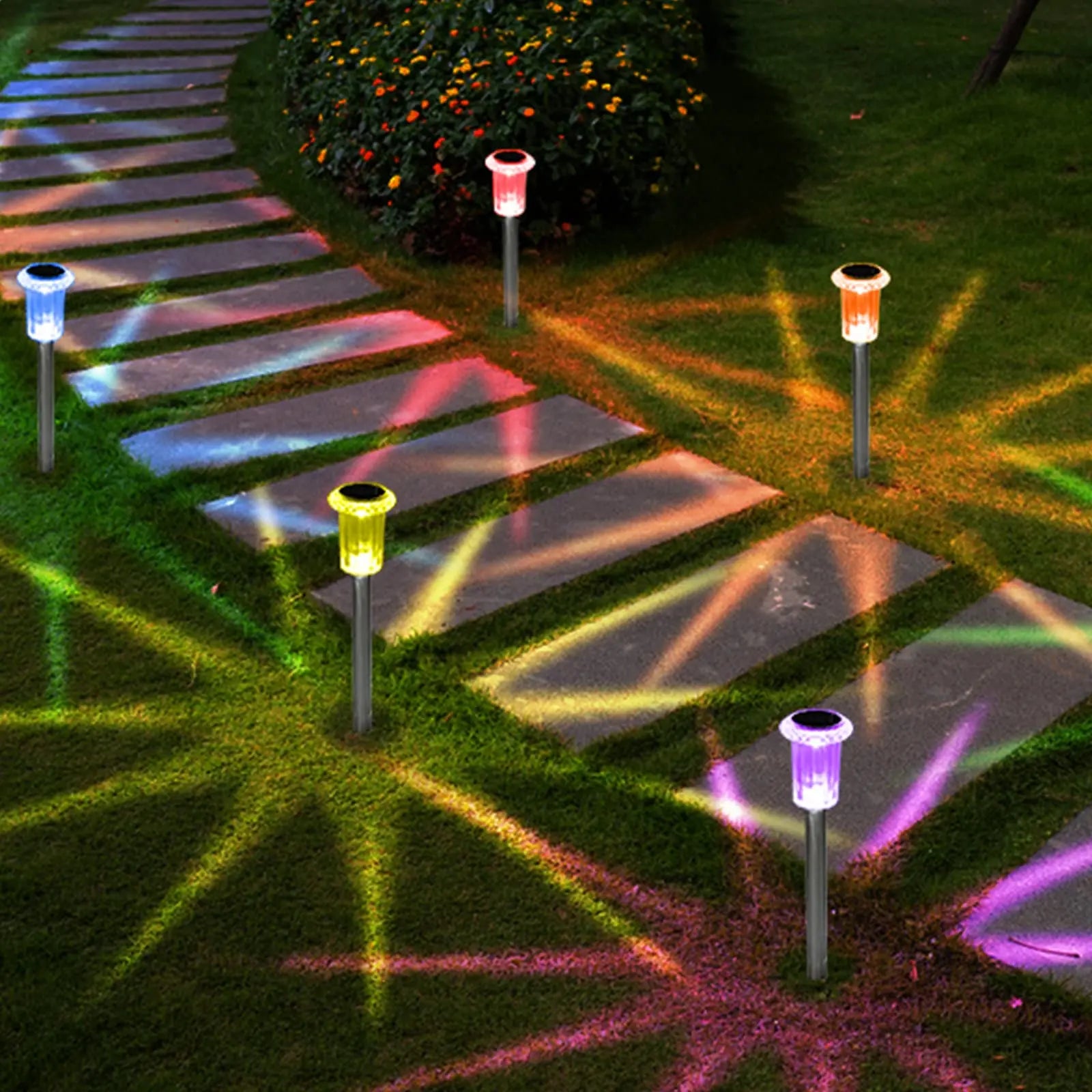 GlowStep | Padverlichting op zonne-energie - LED-buitenverlichting voor tuinpaden, waterdicht, energiebesparende lampen