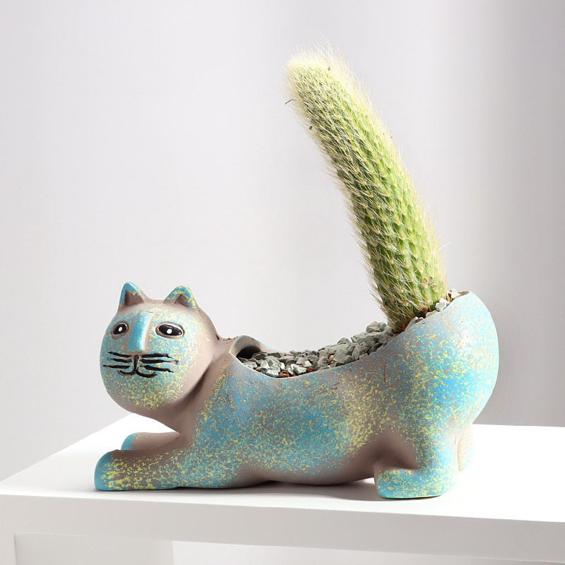 WhiskerPot | Speelse Kat Keramische Plantenbakken - Schattige Decoratieve Potten