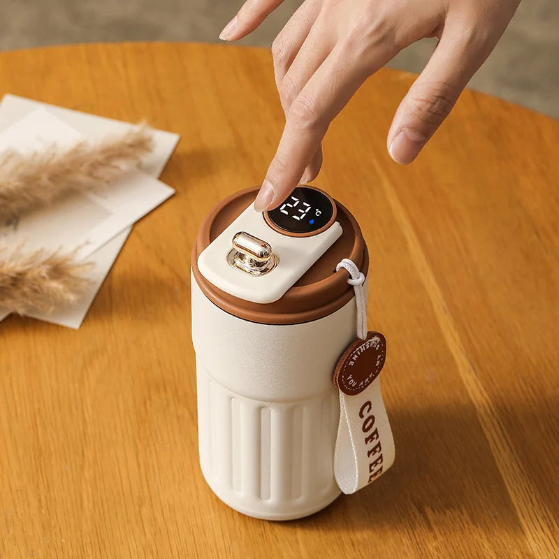 SmartSip | Digitale LED thermosfles - roestvrijstalen koffiemok met temperatuurregeling voor warme en koude dranken