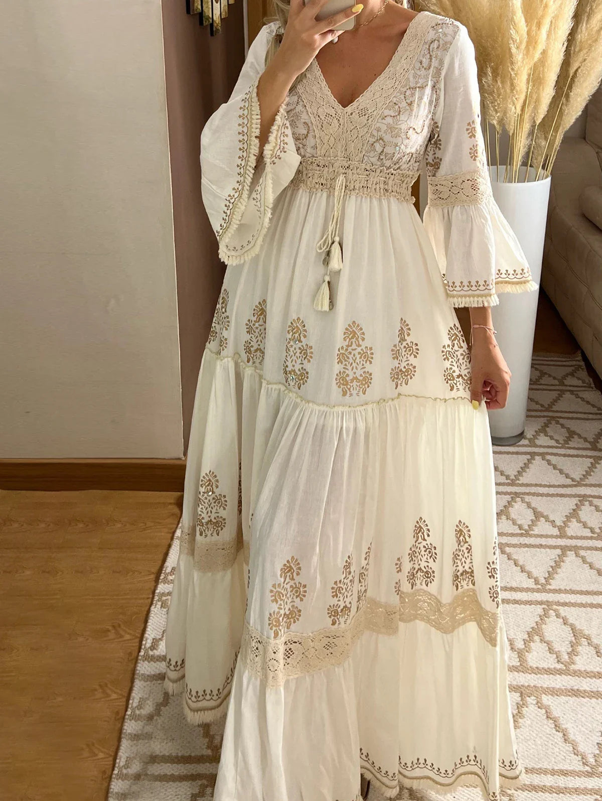 Novia | Katoenen en linnen jurk voor dames – Elegante, casual zomerse midi-jurk