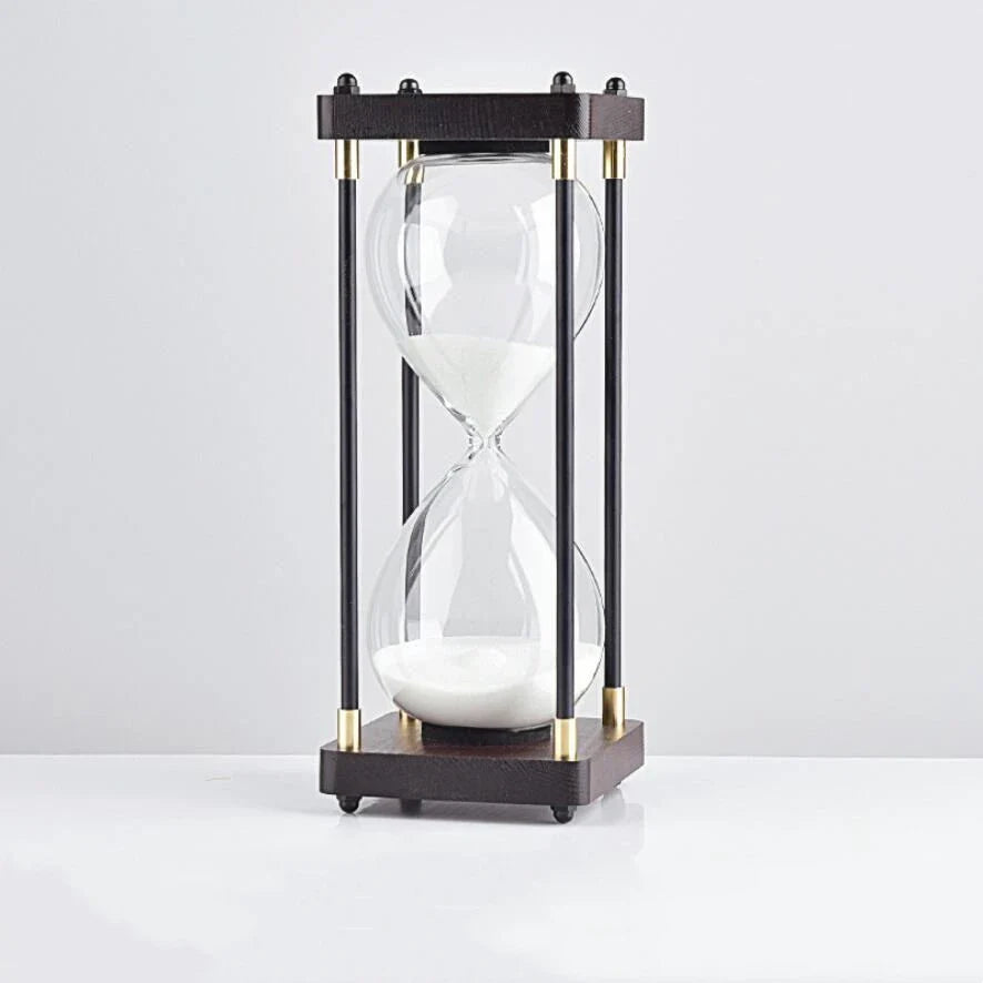 HourLuxe | Klassiek Zandloper met Houten Standaard, Zandloper Home Decor, Bureau Ornament