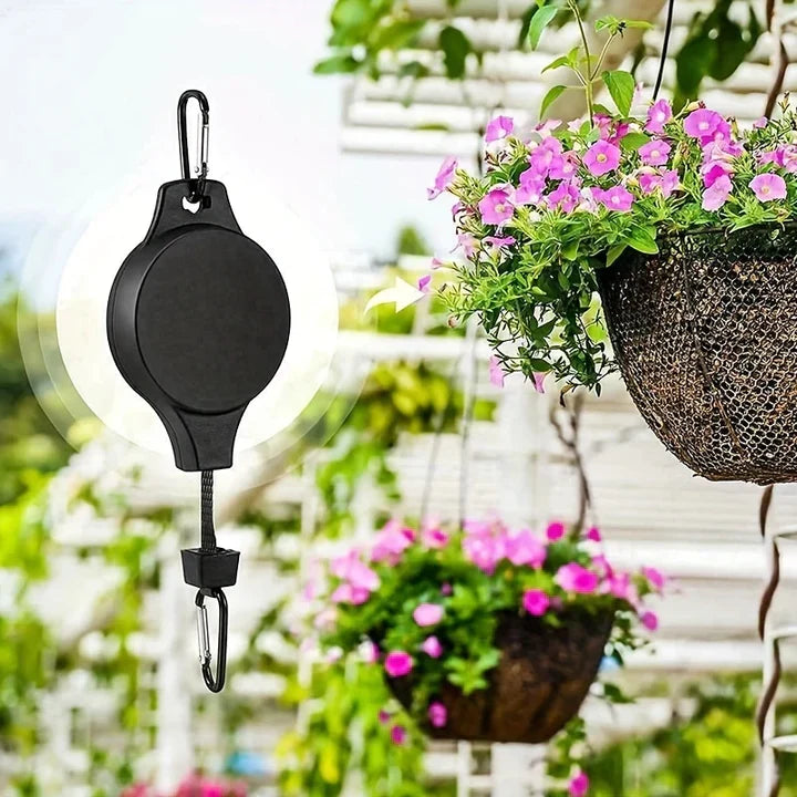 VinePull | Intrekbare plantenhanger - Verstelbare haak voor het ophangen van manden, plafondkatrol voor de tuin