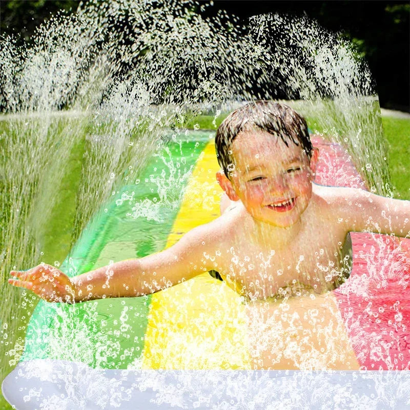 HydroHop | Opblaasbare waterglijbaan voor kinderen - glijbaan met sproeier, buitenspeelgoed voor in de achtertuin