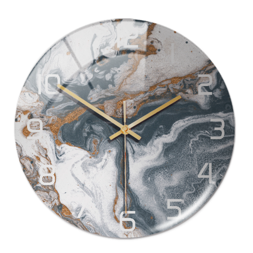 LuxeMarble | Moderne marmeren wandklok – Stille kwartsklok