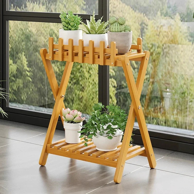 EcoTrellis | Bamboo VerdeShelf plantenstandaard met twee niveaus en latwerk