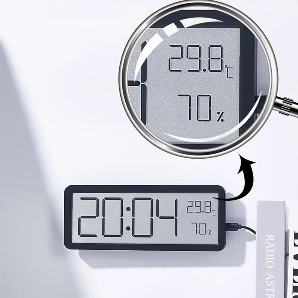 TimeVibe | Large Digital Wall Clock with LED Display, Temperature & Humidity Sensor – Modern Clock