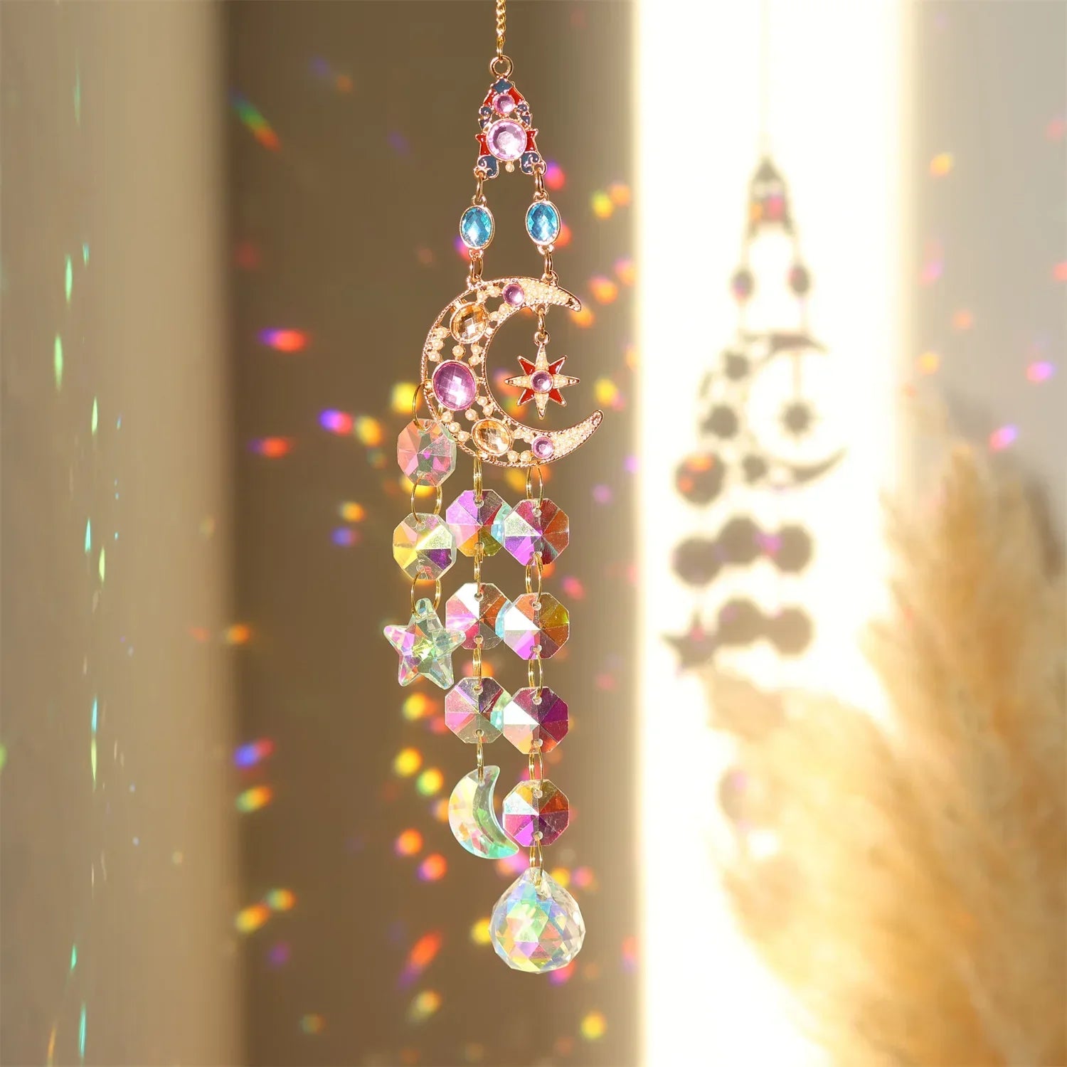 CrystalFlare | Elegante Kwarts Prisma Zonnevanger - Kleurrijke Lichtbreking, Raam Ophangen