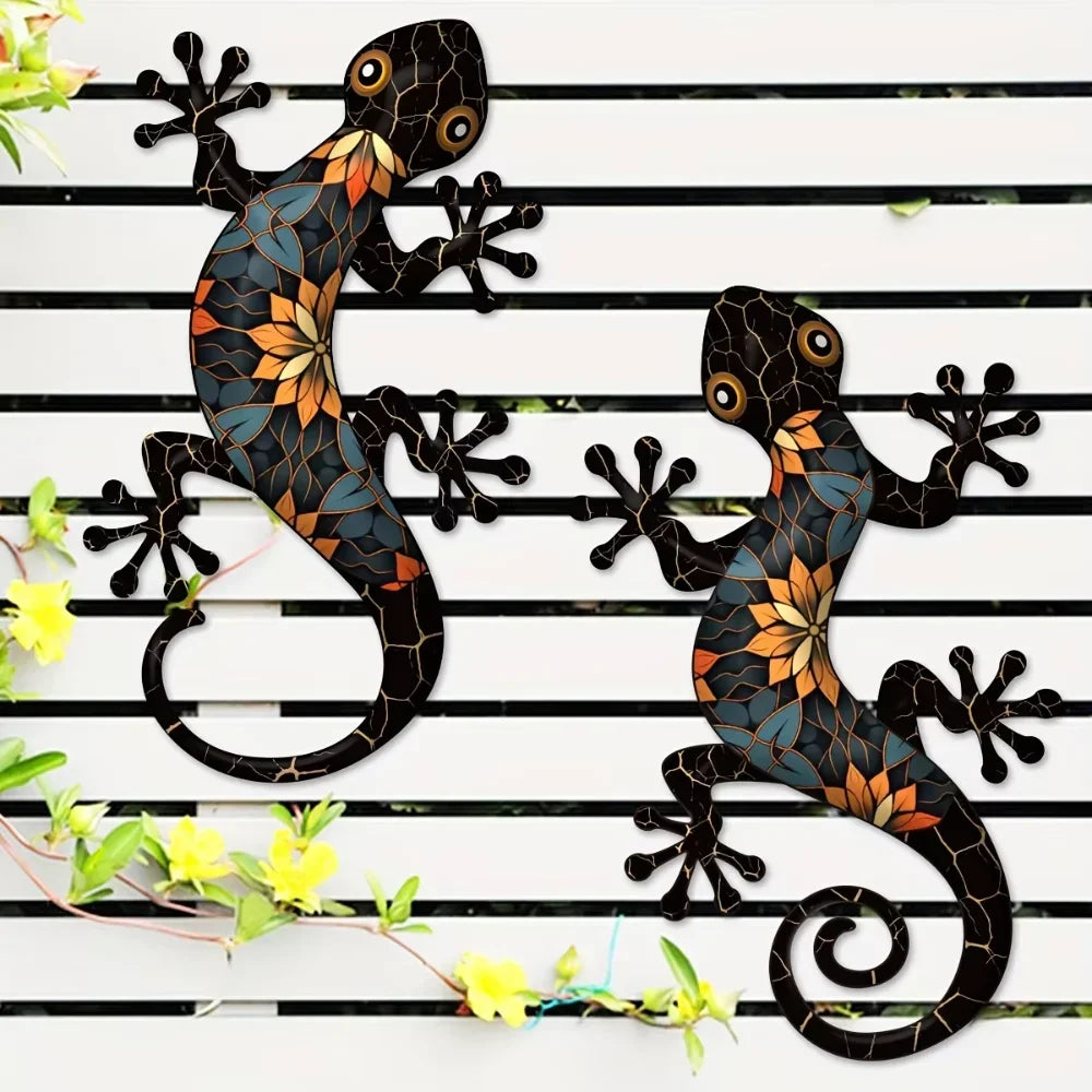 GeckoArt | Mozaïek Gecko Wanddecoratie – Metalen Tuin- & Binnenwandkunst