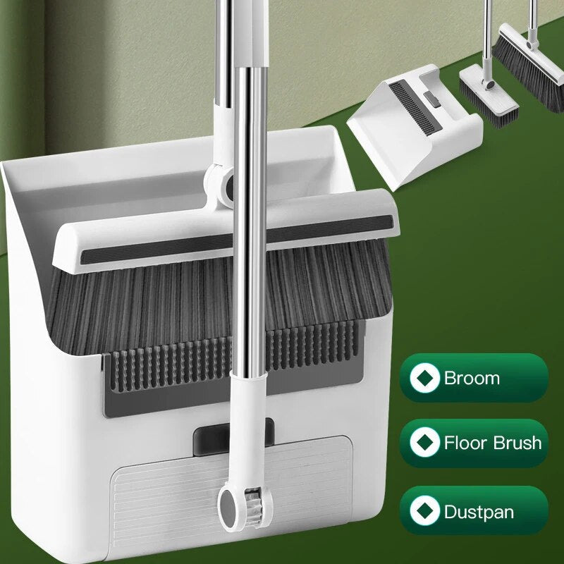 CleanTrio | 3-in-1 ruimtebesparende schoonmaakborstelset - compacte, multifunctionele schoonmaakborstels voor thuis