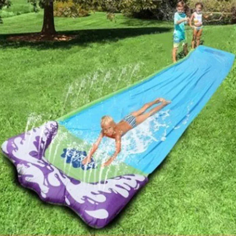 HydroHop | Opblaasbare waterglijbaan voor kinderen - glijbaan met sproeier, buitenspeelgoed voor in de achtertuin