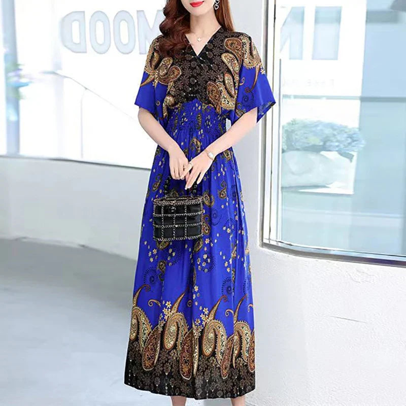 Morya | Boho-lange jurk voor dames – Casual maxi-zomerjurk met print