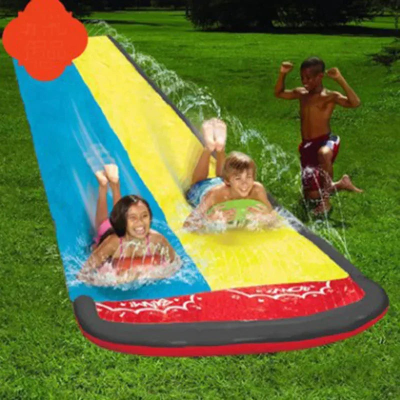 HydroHop | Opblaasbare waterglijbaan voor kinderen - glijbaan met sproeier, buitenspeelgoed voor in de achtertuin