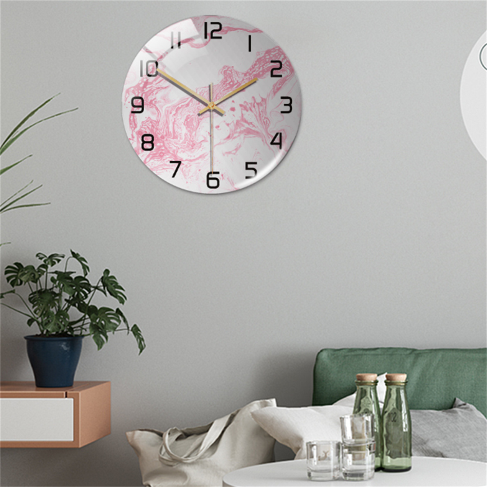 LuxeMarble | Moderne marmeren wandklok – Stille kwartsklok