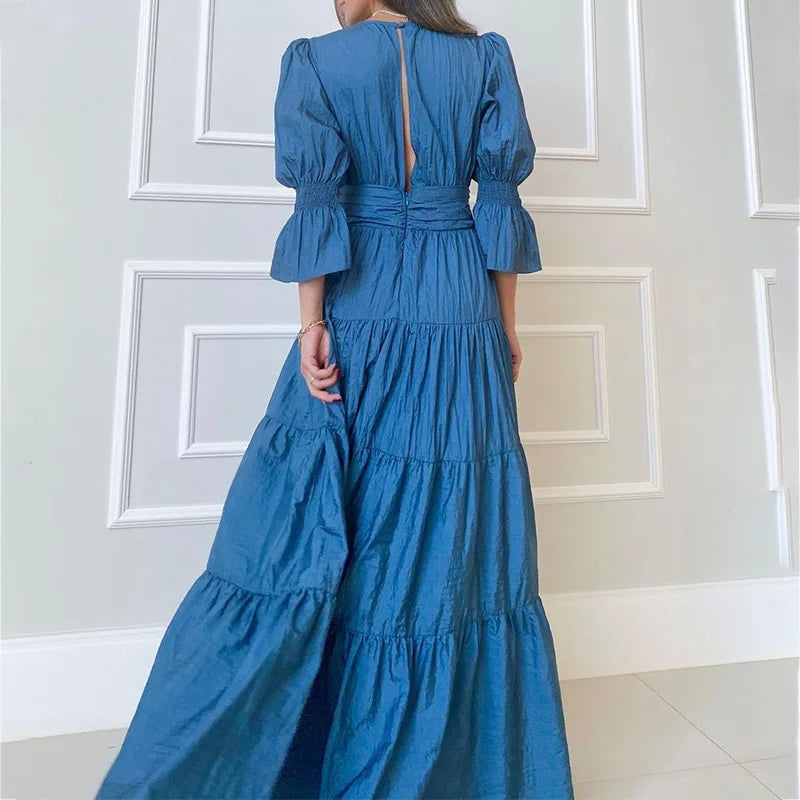 Zinnia | Gedrapeerde maxi-jurk voor dames – Elegante, lange, soepel vallende casual jurk