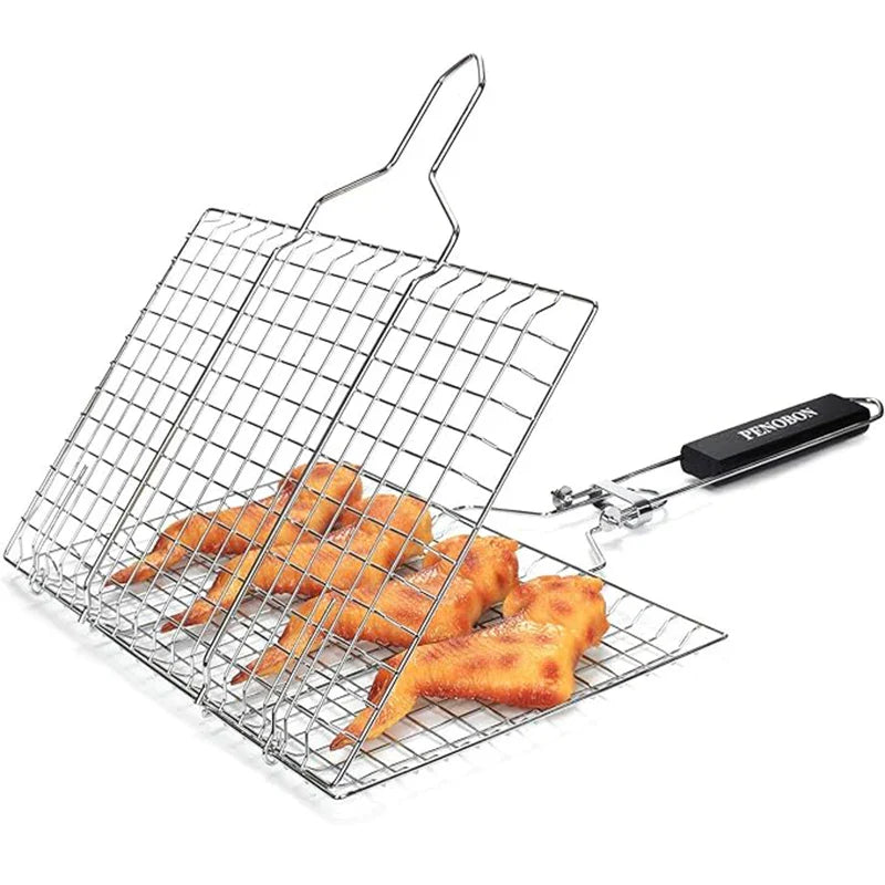 BBQube | Grillmand met handvat - Draagbaar grillgereedschap voor vis, groenten en garnalen
