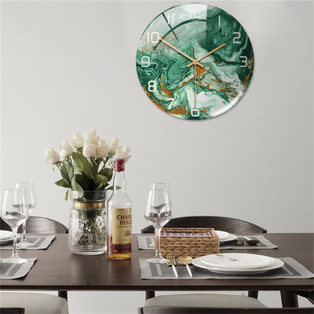 LuxeMarble | Moderne marmeren wandklok – Stille kwartsklok