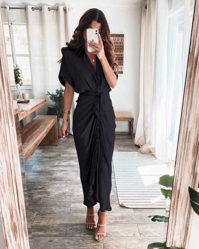 Haliara |Dames Luxe Maxi Wikkeljurk – Elegante Zwierige Wikkeljurk