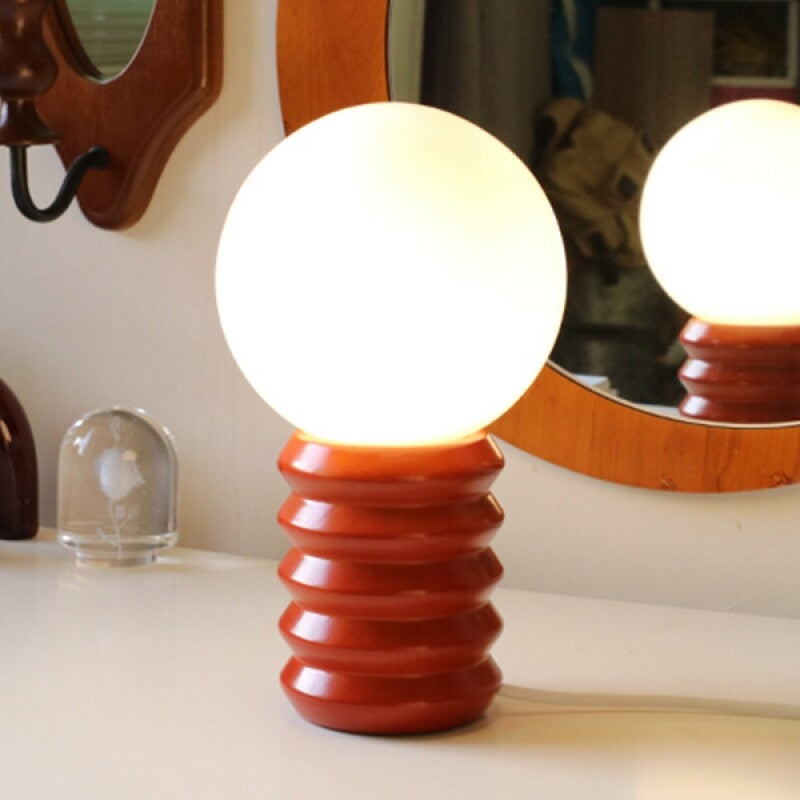 GloboFlare | Creatieve Globe Glas & Hout Tafellamp - Mid-Century LED Bureaulamp voor Woonkamer & Kantoordecoratie