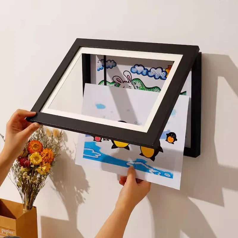 SnapFrame | Magnetisch houten kinderkunstkader - Gemakkelijk te openen ontwerp - Veilige en stijlvolle weergave voor kunstwerken