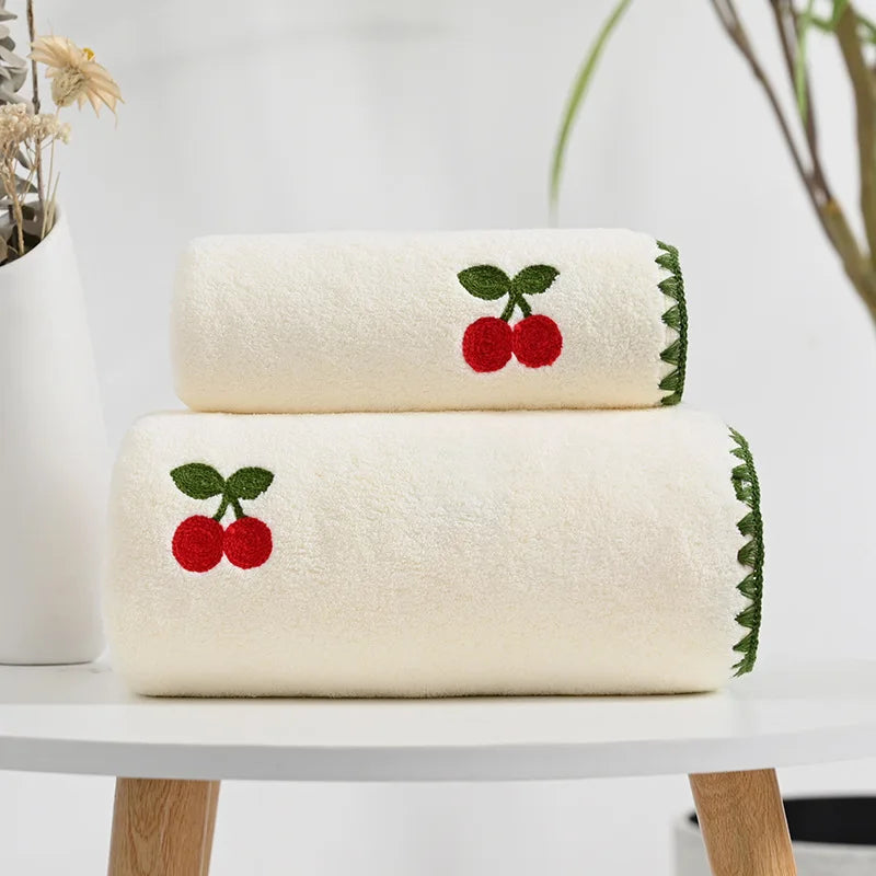 TropiTowel | Kleurrijke geborduurde katoenen handdoek - fruitmotief, zacht, absorberend, decoratieve handdoek