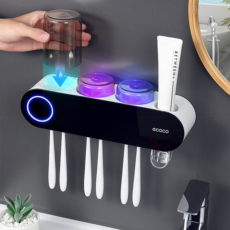 SterilHold | UV Tandenborstel Sanitizer Houder - Badkamer Organisator met UV Sterilisatie, Automatische Desinfectie & Antibacteriële Bescherming