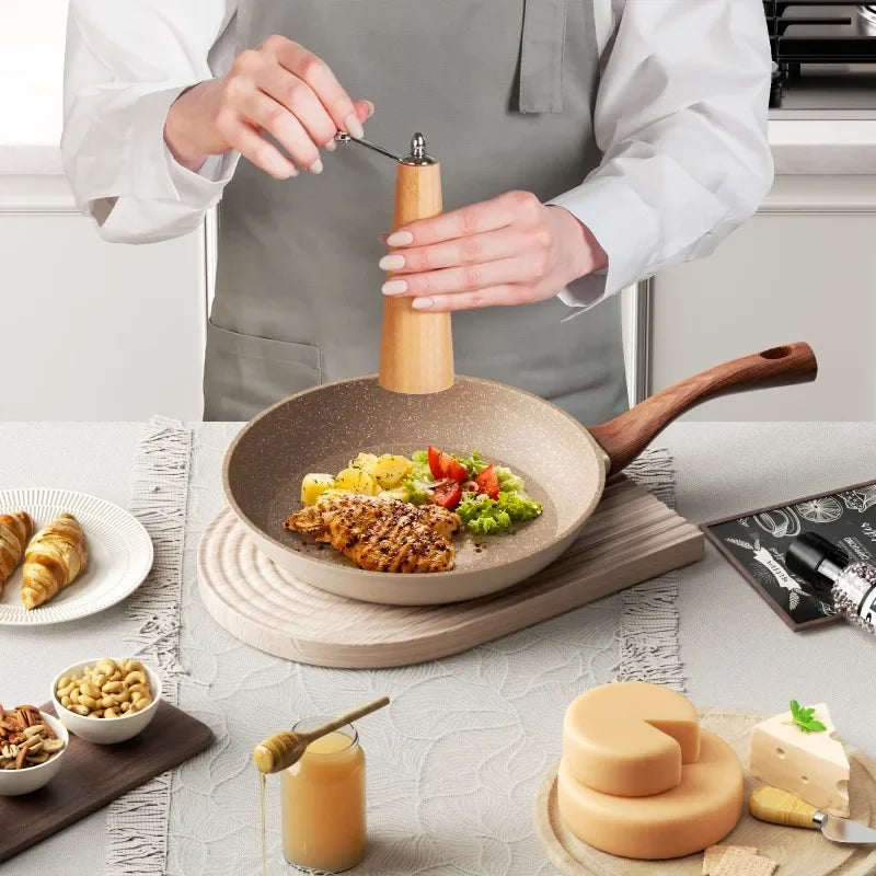 SizzlePro | Antiaanbakpan met granietcoating – Duurzame, krasbestendige koekenpan