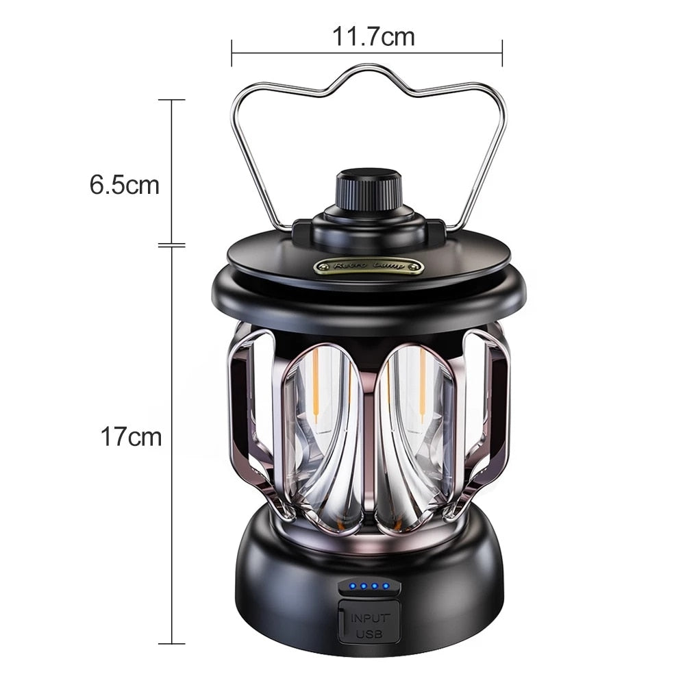 GlowBank | Retro LED Campinglamp Powerbank – Oplaadbare Draagbare Lantaarn