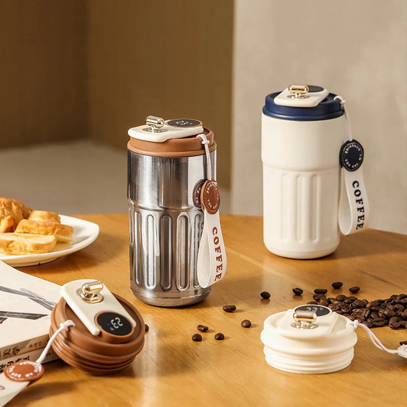 SmartSip | Digitale LED thermosfles - roestvrijstalen koffiemok met temperatuurregeling voor warme en koude dranken