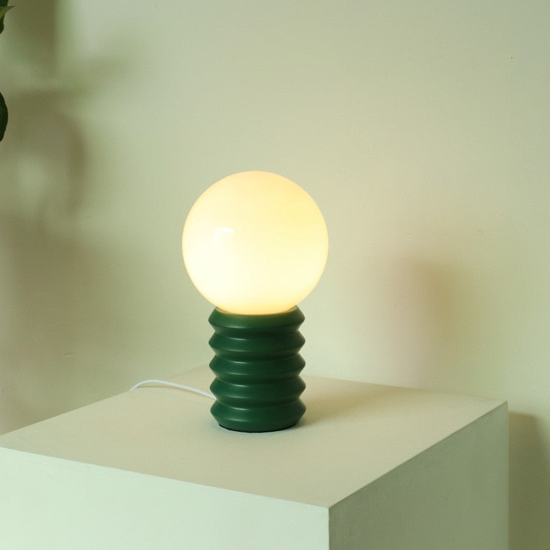 GloboFlare | Creatieve Globe Glas & Hout Tafellamp - Mid-Century LED Bureaulamp voor Woonkamer & Kantoordecoratie