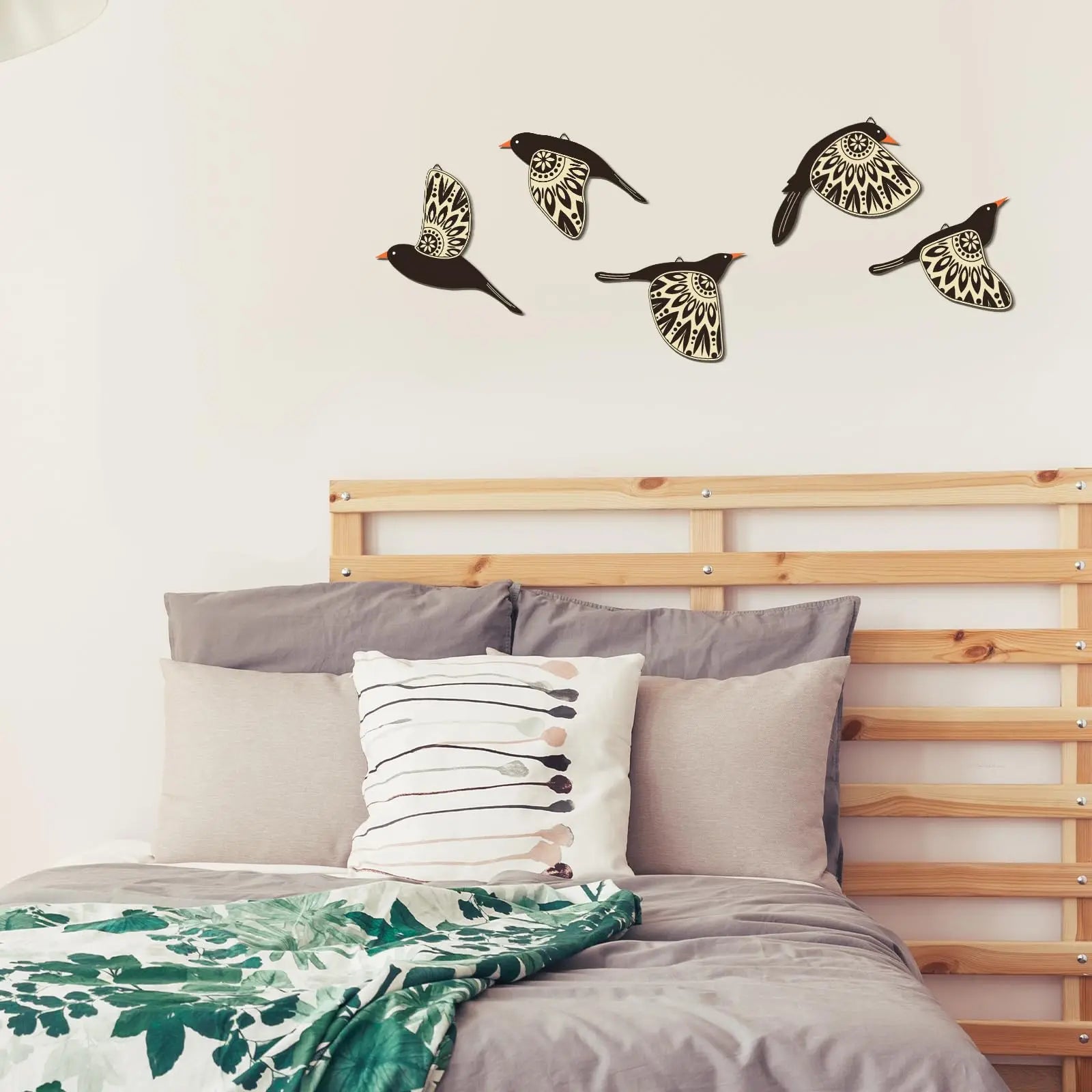 SkyVibe | Geestvogels van harmonie Wanddecoratie – Set van 5 stuks, 3D metalen woondecoratie, handgemaakt, accent voor woonkamer en slaapkamer