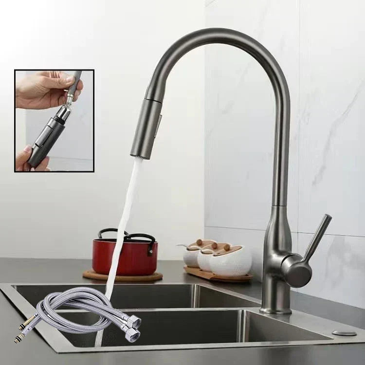 AquaStretch | Strakke uittrekbare keukenkraan met intrekbare handdouche – dubbele straal en flexibel ontwerp