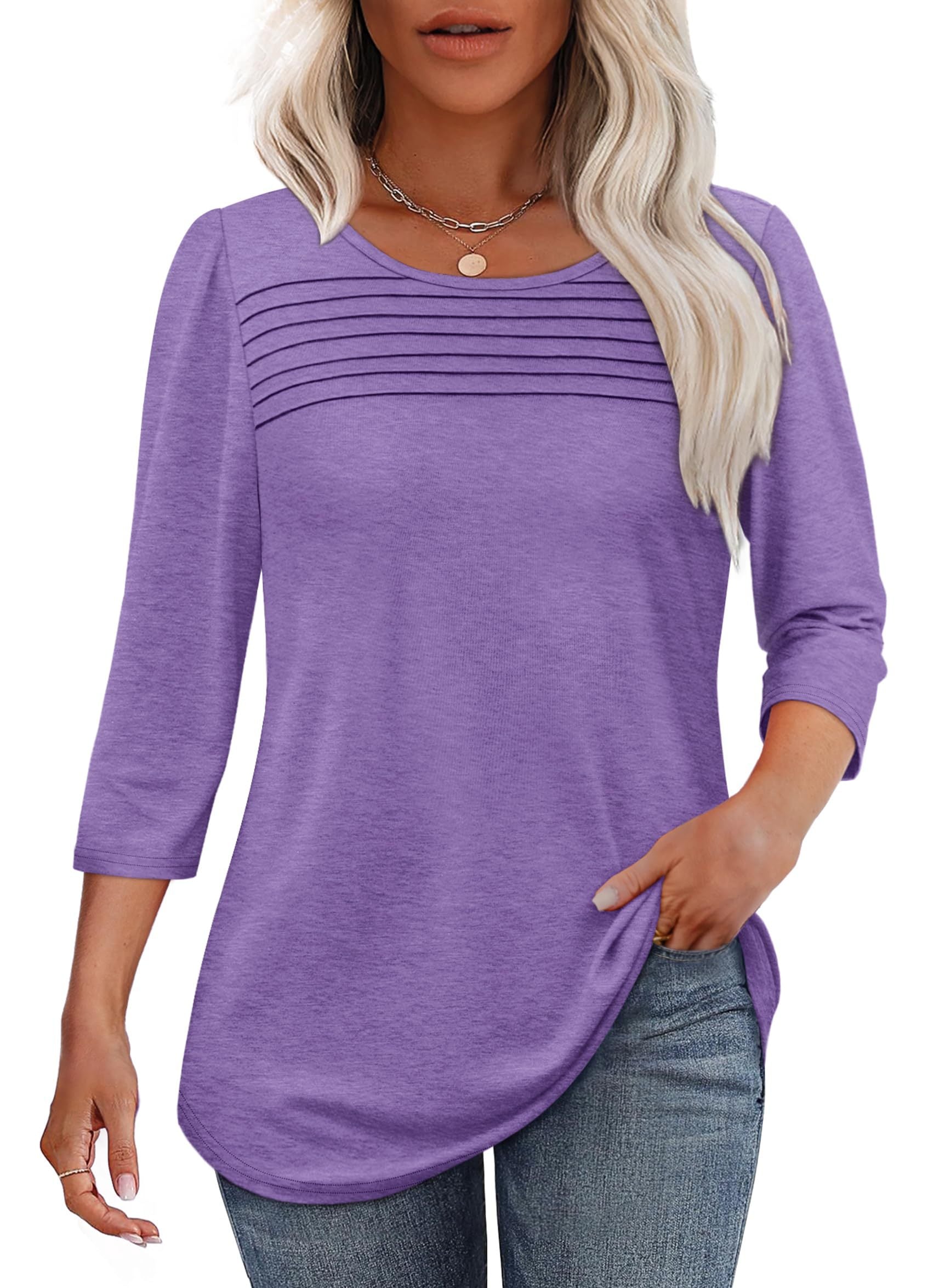 Nemi | Stijlvolle plooibluis voor dames – Elegante casual blouse met lange mouwen