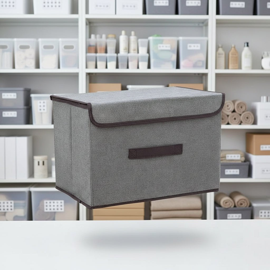 FoldaBox | Opvouwbare opbergbox met deksel – inklapbare stoffen opbergmand, kledingkast organizer