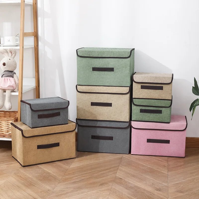 FoldaBox | Opvouwbare opbergbox met deksel – inklapbare stoffen opbergmand, kledingkast organizer