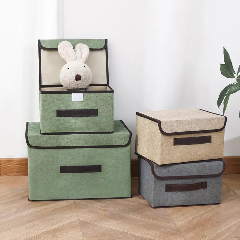 FoldaBox | Opvouwbare opbergbox met deksel – inklapbare stoffen opbergmand, kledingkast organizer